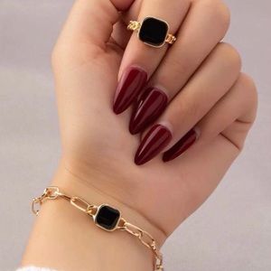Black Stone Gold Bracelet & Ring Set - NWT - Boutique Brand New Item